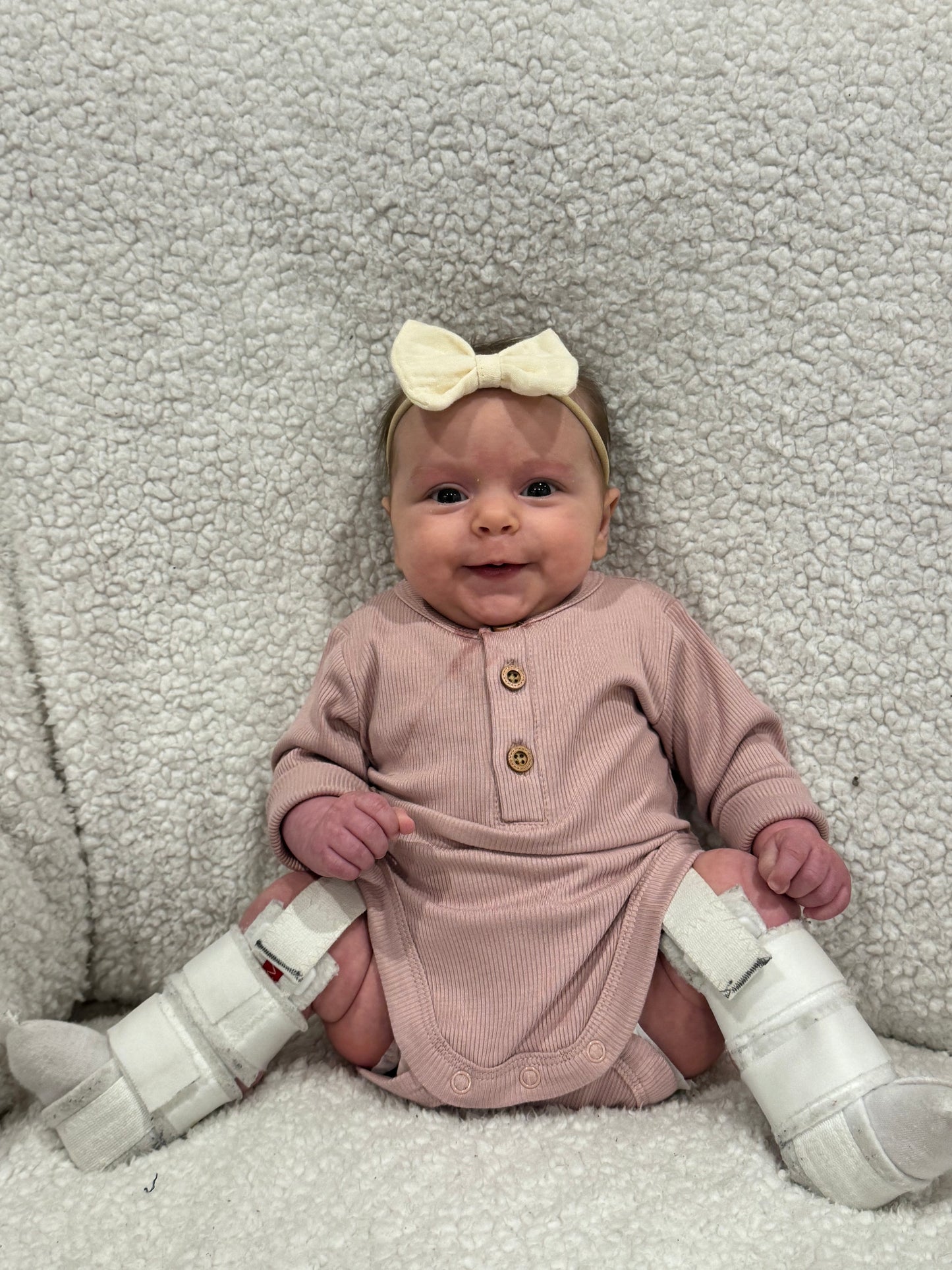 Ribbed Henley onesie Blush