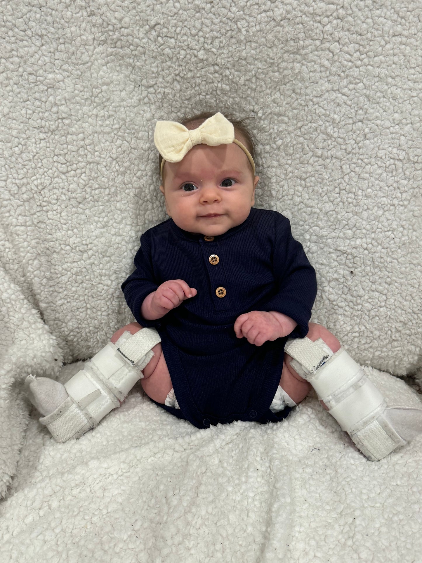 Ribbed Henley onesie Navy
