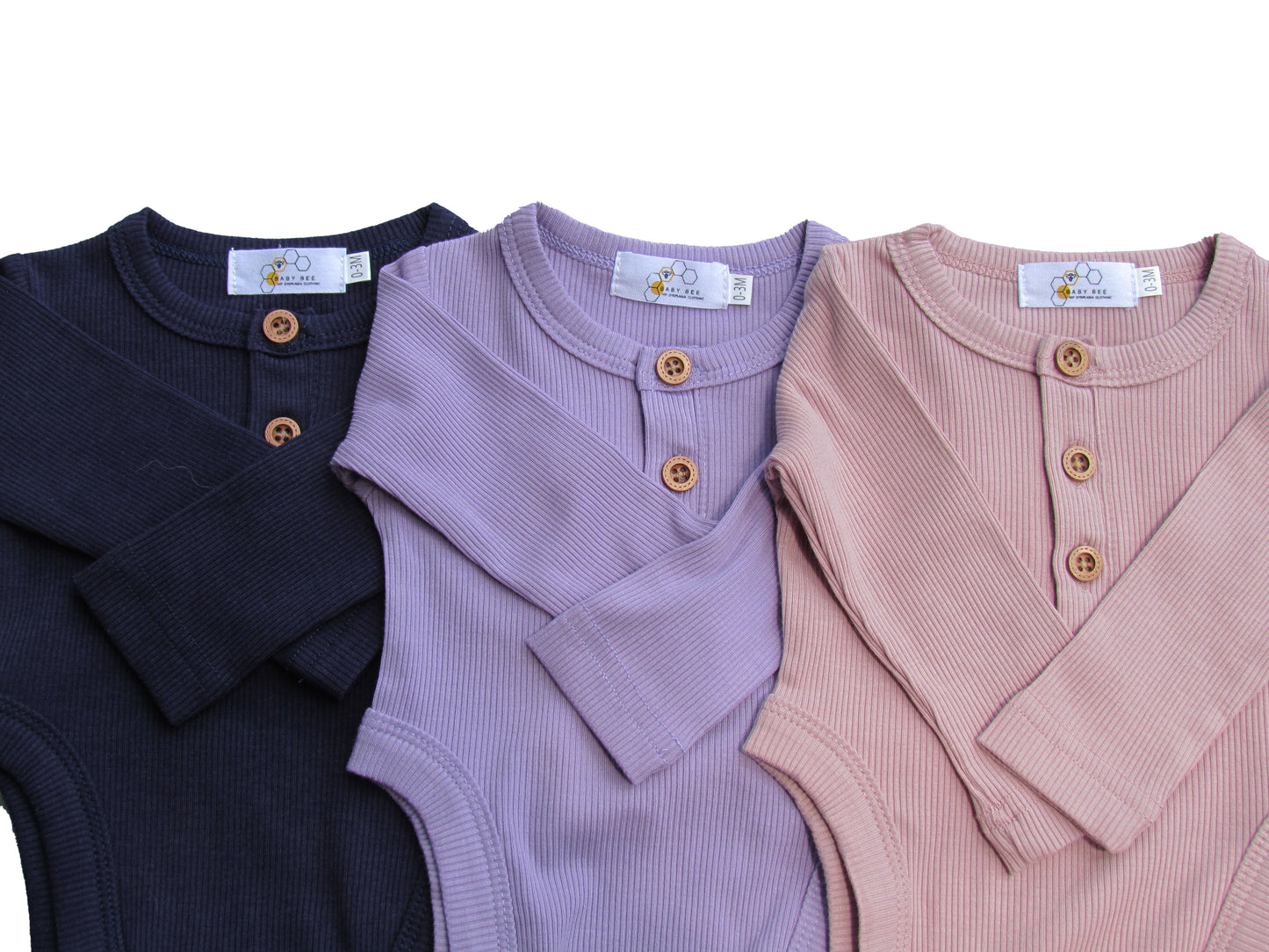 Ribbed Henley onesie Blush