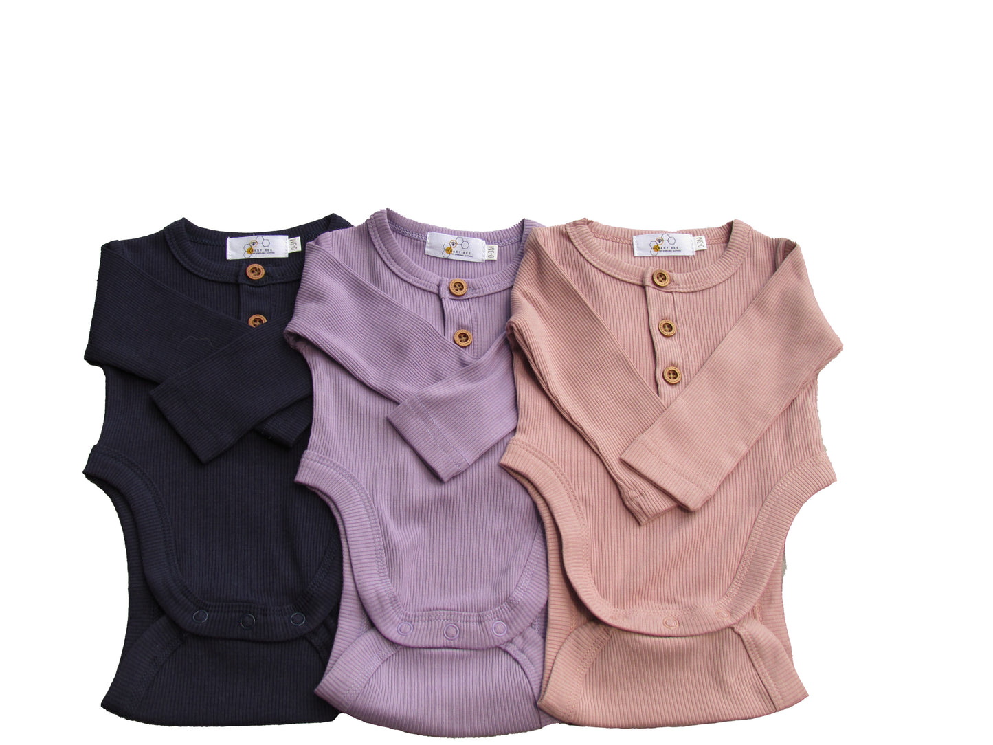 Ribbed Henley onesie Blush