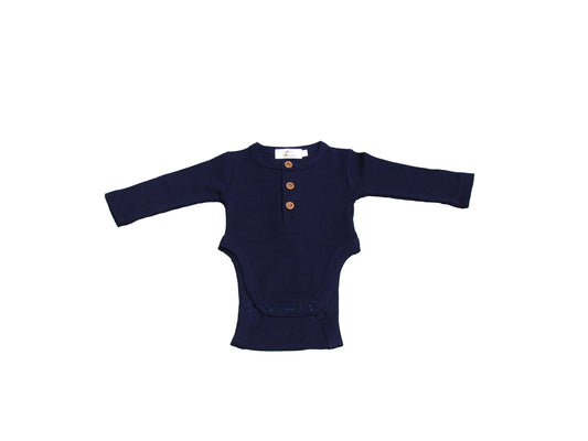 Ribbed Henley onesie Navy