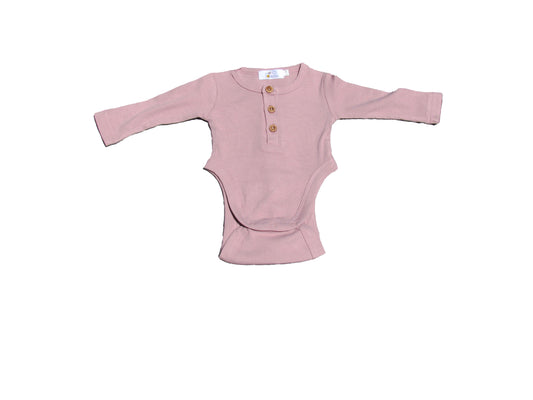 Ribbed Henley onesie Blush